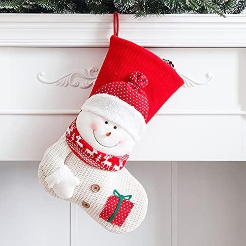Fonzci Grande meias de Natal 2pack 18 polegadas meias de Natal com boneco de neve e Papai Noel, lareira pendurada em meia para