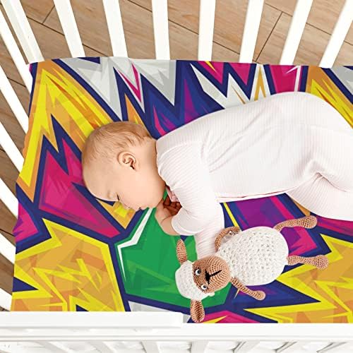 Baby Graffiti Padrão colorido Folha de berço ajustada para meninas meninas, lençóis de colchão de cama de criança,