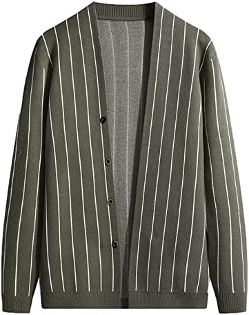 Masculino de lazer de outono prenda o bolso listrado thin blusa casaco cardigan Blouse Men Long Cardigan Open