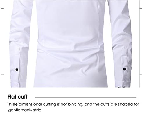Mqshuhenmy Camisa anti-ruína esticada, camisa branca de vestido masculino, camisa de vestido de algodão de manga comprida para homens
