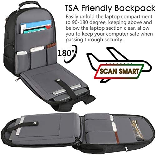 Mochila de laptop de viagem JCDobest, mochila de computador para uso pesado de 17,3 polegadas com bolsos RFID, TSA Friendly Friendly