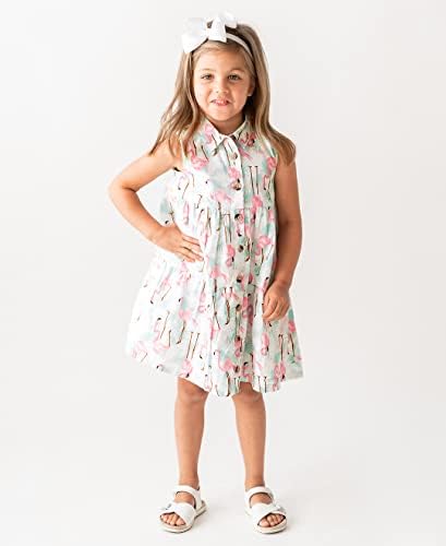 RuffleButts® Baby/Toddler Girls Flowy Button Dress Back Dress