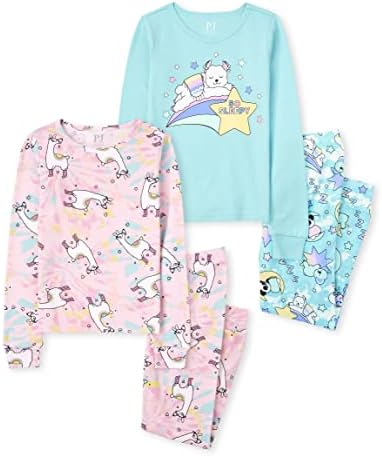 The Children's Place Girls 'Manga Longa Top e calça Snug Fit Cotton 2 peças Paijama Conjuntos 2-PACK
