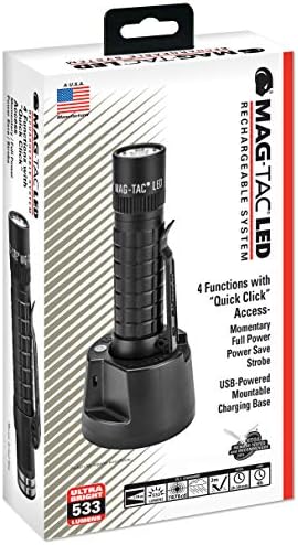 Lanterna recarregável de Maglite Mag-Tac-Plain-Bezel, Black Matte Black