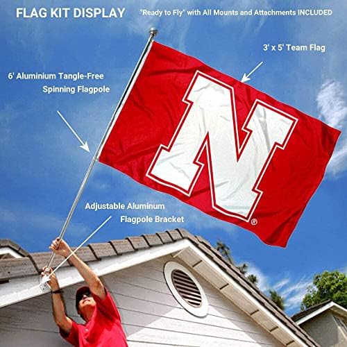 Nebraska Cornhuskers n Bandeira do logotipo e pacote de suporte do suporte da pole