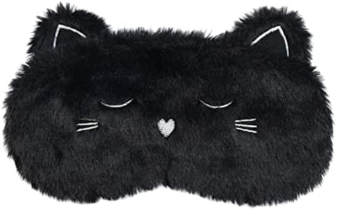Ulbemoll Máscara de dormir fofa, gato preto Máscara macia macia e macia do sono gatinhos de desenhos animados engraçados