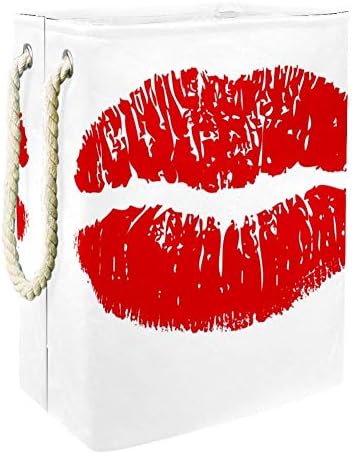 Unicey Red Print Kiss Lips Lips Signo à prova d'água cestas de lavanderia dobrável para o organizador doméstico cesto de bebê