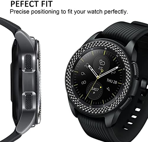 Casos de Dealele compatíveis com Samsung Gear Sport / Galaxy Watch 42mm / Galaxy Watch 4 Classic 42mm, Rhombus Textrue Aço inoxidável