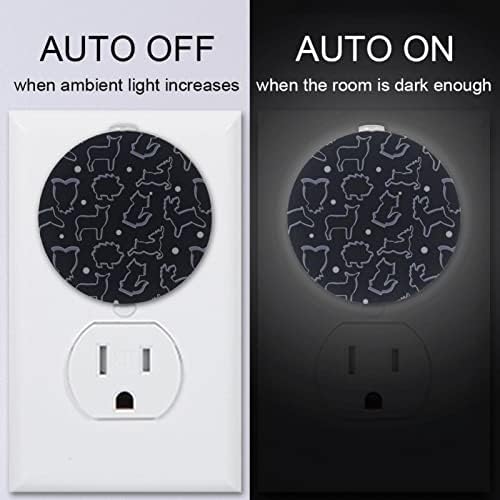 2 Pacote Plug-in Nightlight LED Night Light com Dusk-to-Dawn para o quarto de crianças, viveiro, cozinha, corredor Black Animal Cookie