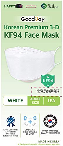 [Pacote de 10] Bom dia inglês KF94 Certificado Máscara facial de segurança confortável feita para adulto, fabricado