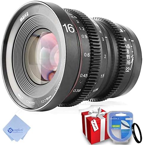 MCOPLUS 16mm T2.2 Manual de abertura grande foco Prime Mini Cine Lens Fit Olympus/Panasonic Lumix M4/3 Câmeras e BMPCC 4K ZCAM E2 Câmera