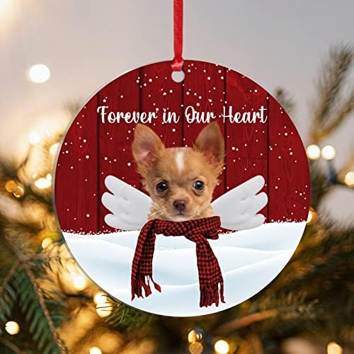 Evans1nism para sempre em nosso coração Ornamento de Natal do acrílico Golden Retriever Dog Memorial Round Christmas