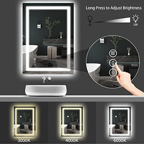 Espelho de banheiro de Amorho LED 20 x 28 com luz dianteira e traseira, espelhos de parede diminuídos de escapados com anti-capa,