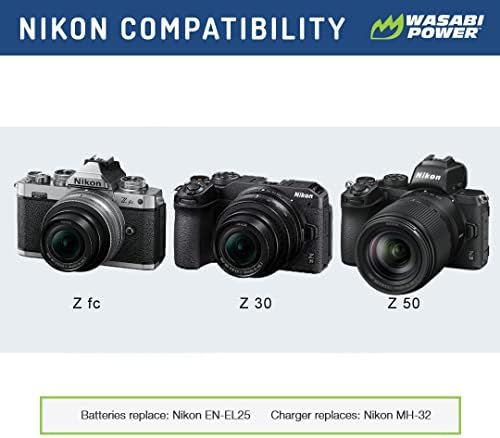 Wasabi Power Dual USB Bateria Charger para Nikon En-El25, Nikon MH-32, Nikon Z50, Z 50, Z FC