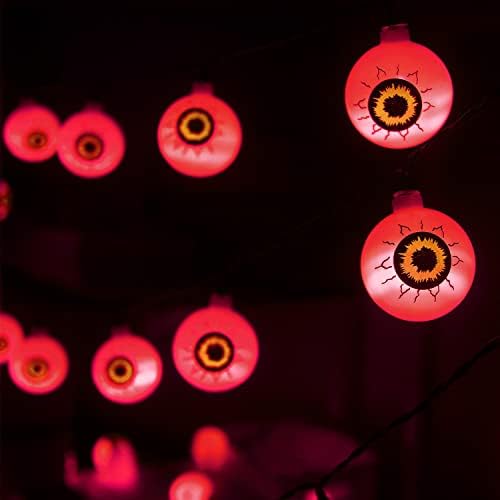 XingPold Solar Decorações de Halloween Red Luzes de cordas para os olhos ao ar livre, 30 LED 21 ft Luzes de Halloween à prova d'água