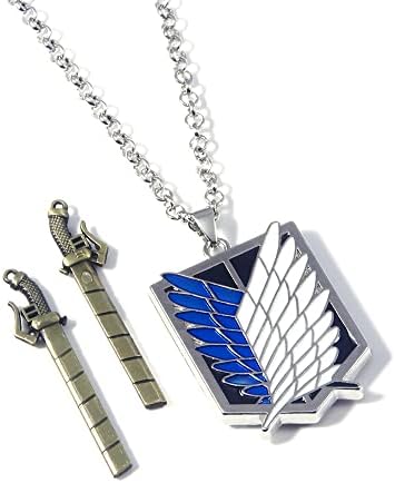 Funboat Aot Wings of Freedom Pingente Colar - Shingeki No Kyojin Legion Badge Anime Casal Chain - Cosplay Gifts for Kids meninas adolescentes