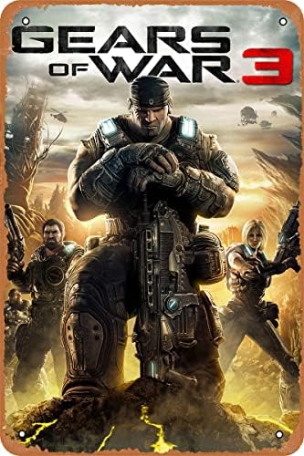 Clilsiatm Gears of War 3-Video Game Metal Tin Sign Game Poster 8x12 polegadas