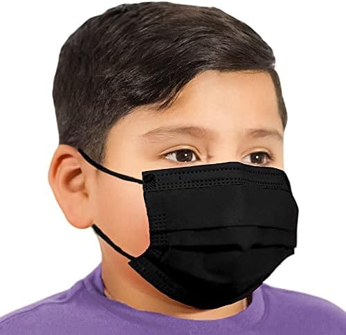 50 máscaras de rosto descartáveis ​​de 3-bly com loop de orelha para crianças, uso geral leve feito nos EUA