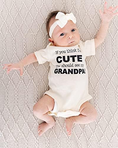 Apericots fofo de manga curta de bebê, algodão: se você acha que eu sou fofo, você deveria ver meu avô