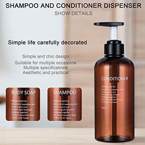 Garrafa de bomba âmbar clara de Yeeco, 16,9 onças/500ml 3 pacote de shampoo garrafas de shampoo shampoo garrafa recarregável