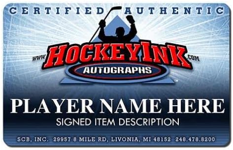 Dylan Larkin assinou Detroit Red Wings Puck - 1º gol 10-9-15 - Pucks de NHL autografados