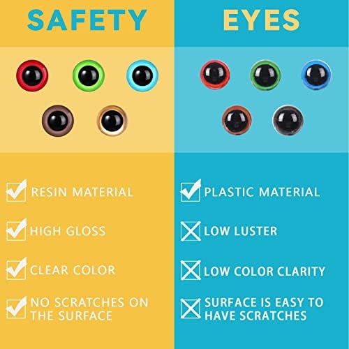 MUCUNnia Segurança Olhos 160pcs 16mm olhos de segurança para amigurumi com arruelas olhos de segurança para crochê de crochê de