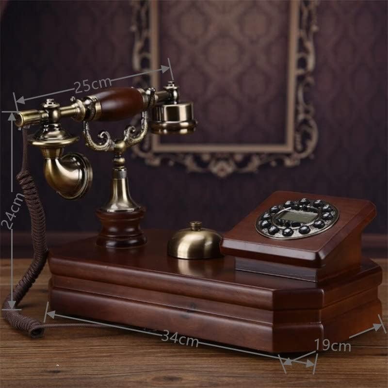 SJYDQ Antique Telefone fixo Fixo à moda antiga Bell Mechanical Pastoral Retro Home Office Solid Wood Longline Telefone