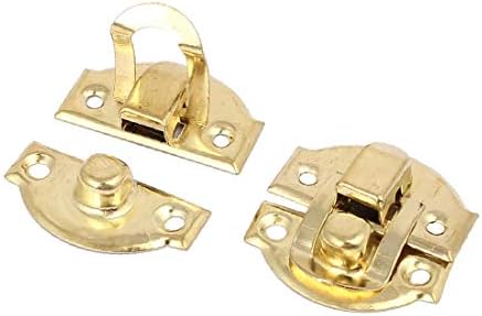 X-Dree Bolsa Caixa de madeira Caixa de ferro Toggle Hasp Tono de ouro 29mm x 27 mm x 5mm 10pcs (Bolso caja de madera