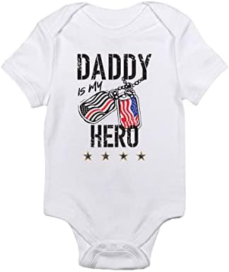 Antedow - Papai é meu herói - Bodys de bebê de inspiração militar dos EUA - menino/menina