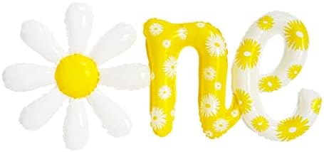 Um balão de 46 * 20 polegadas folhas de margarida letra de flores balão amarelo e branco Primeiro aniversário decorações de festas