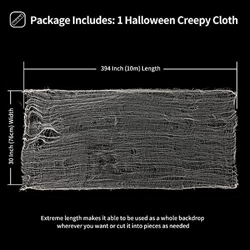 Festicorp Halloween Beige Cheesecloth, 394x30 polegadas Halloween Spooky Creepy Cuttain Galze Fabric, pano de queijo branca de malha