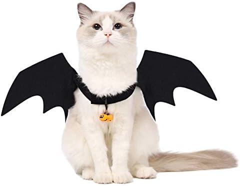 Funparty Pet Cat Bat Wings para decoração de festas de Halloween, colarinho de cachorro lidera fantasia de morcego de