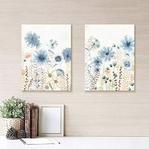 Utop-Art Abstract Flower Painting Wall Art: Modern Blual Floral Transparente Aquarela Prinha