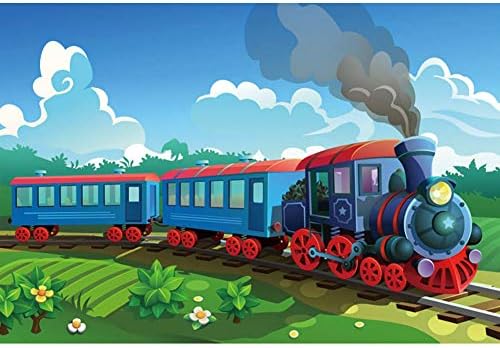 Baocicco 10x8 pés de desenho animado Locomotiva a vapor Cenário de desenho animado Festa de aniversário de trem para meninos