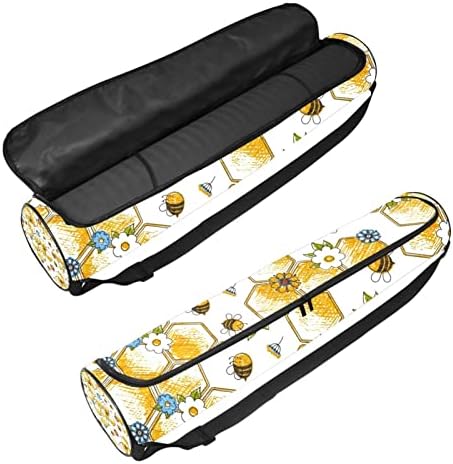 Bolsa de tapete de ioga ratgdn, fofas de abelhas Exercício de ioga transportadora de tapete full-zip yoga tape