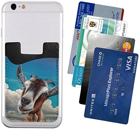 Titular do cartão de capa de cabra, caixa de crédito de identificação auto-adesiva PU para smartphone de 2,4x3,5 polegadas