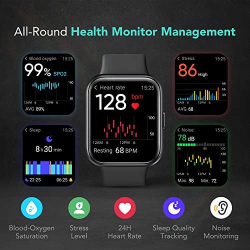 SKG Smart Watch For Men Women Android iPhone, smartwatch com Alexa embutido e Bluetooth Call 1.69 Fitness Tracker com IP68 à prova