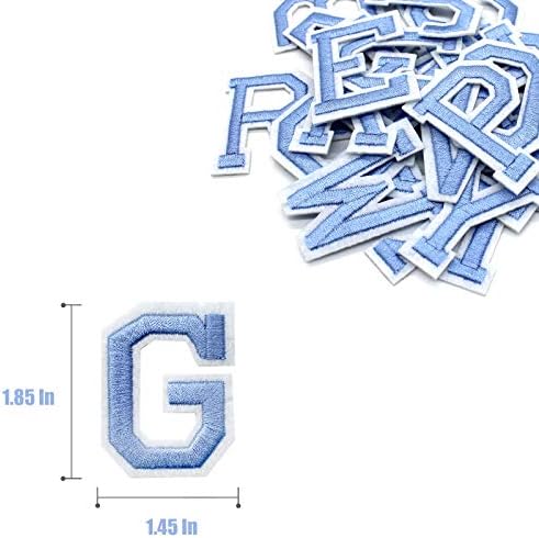 Ferro azul em letras para roupas, conjunto de 26 ferro em manchas para roupas, 1,6 ”x 2”