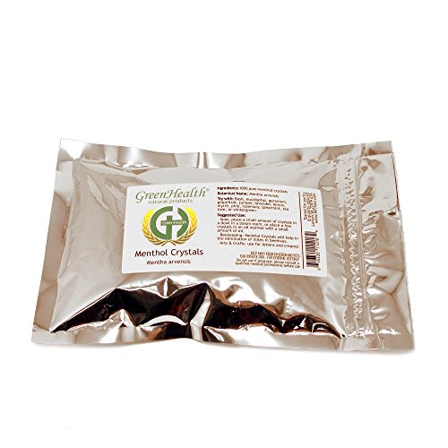 Cristais de mentol premium natural - 2 onças embaladas em uma bolsa metalizada de grau alimentar