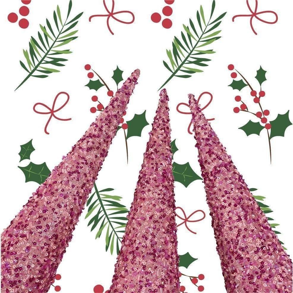 Lemall Pink Sparkly Christmas Tree Cones Crafts 12 18 24 Conjunto para 3 decorações como decoração de mesa de Natal,