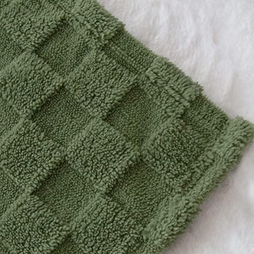 Homritar 2 pacote 3d lã Fluffy Fuzzy Blanket para meninas Celadon verde + 3D Gingham Fleece Baby Blanket para criança macio