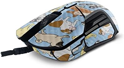 Mightyskins Fibra de carbono Compatível com a SteelSeries Rival 5 Gaming Mouse - Party Puppy | Acabamento protetor de fibra de carbono