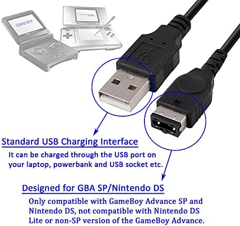 Cabo do carregador de energia USB para Nintendo Gameboy Advance SP/Nintendo DS, cabo de cabo de carregador de 3,9 pés para