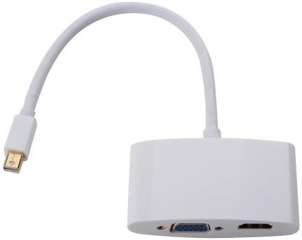 [Versão mais recente] Flatfin Mini DisplayPort DP Thunderbolt para VGA HDMI HDTV TV 1080P 3 em 1 Cabo de conversor adaptador