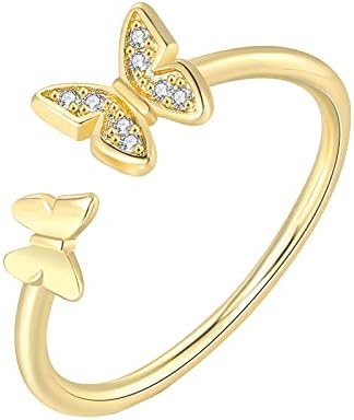 Anéis femininos Moda Fashion Minimalista Butterfly Design Anel de casamento Delicate Jewellery Gifts for Women Noivage Ring Casal