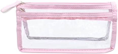 Funnidade Live Transparent PVC Lápis Pen Organizer Saco de maquiagem cosmética, bolsa de caixa de compartimentos duplos transparente
