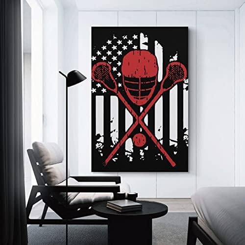 Lacrosse American Flag Pintura Impresso Arte da parede Arte moderna Picture pendurada vertical para decoração para o quarto