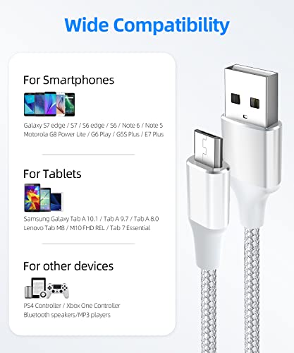 Carregador de Android de cabo Micro USB, o cabo duplo de cabo durável premium para Samsung, Nexus, LG, Motorola, Android