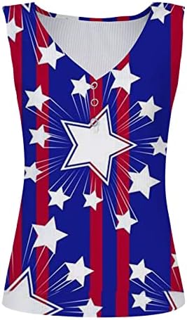 4 de julho Tampo de tanque de camisa para mulheres bandeira dos EUA Verão de verão sem mangas T listras tampes tampes patrióticos