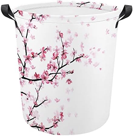 Cesto de lavanderia de Foduoduo cesto de lavanderia floral rosa com alças cesto dobrável Saco de armazenamento de roupas sujas para